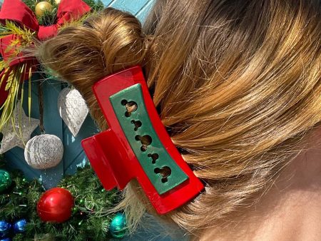 Do As Dreamers Do Red and Green Christmas Claw Clip For Sale